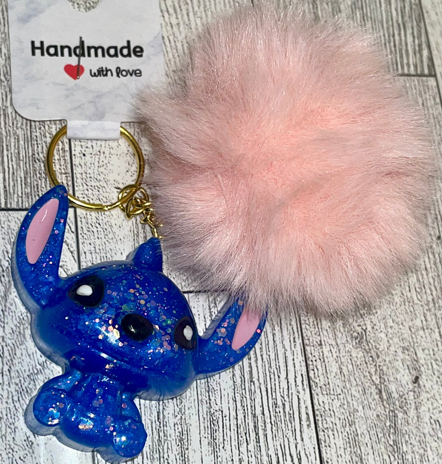 Pompom cartoon big ears character keychain