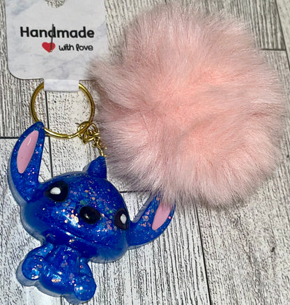 Pompom cartoon big ears character keychain