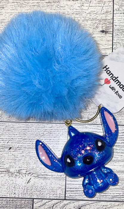 Pompom cartoon big ears character keychain