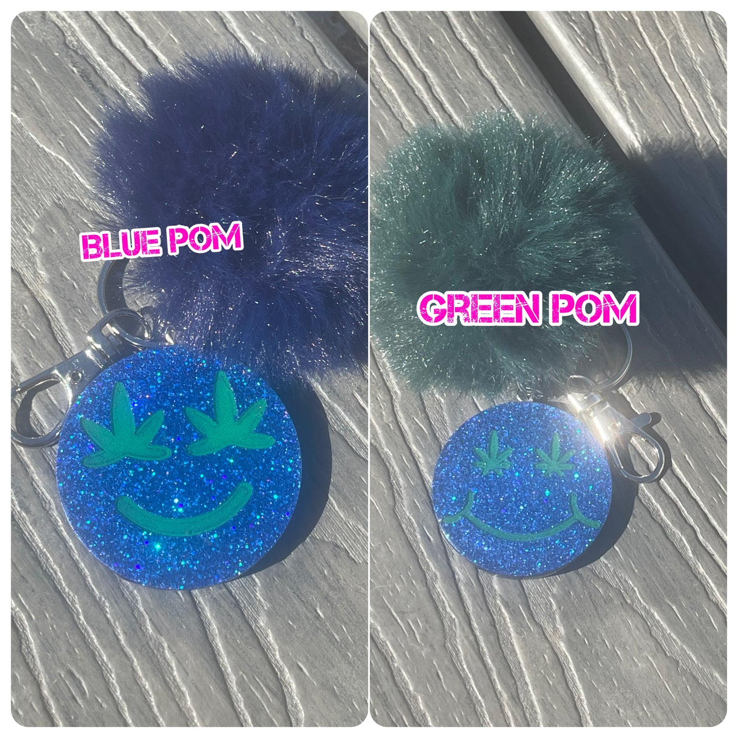 Green leaves Glitter keychain