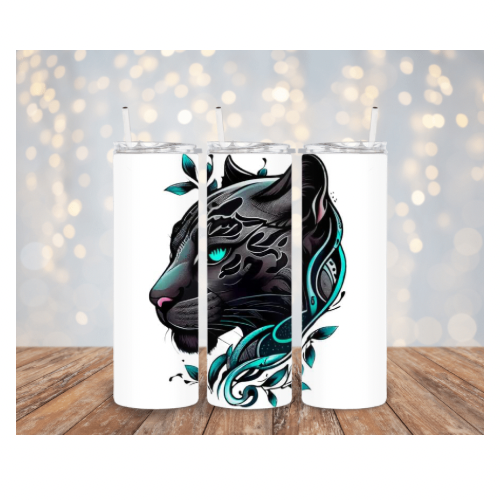 Downloadable high quality png, tumbler wrap, panther, black