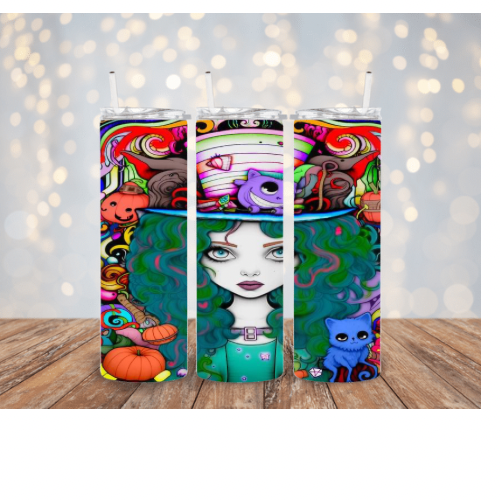 Downloadable high quality png, tumbler wrap, Halloween, witch 🧙‍♀️