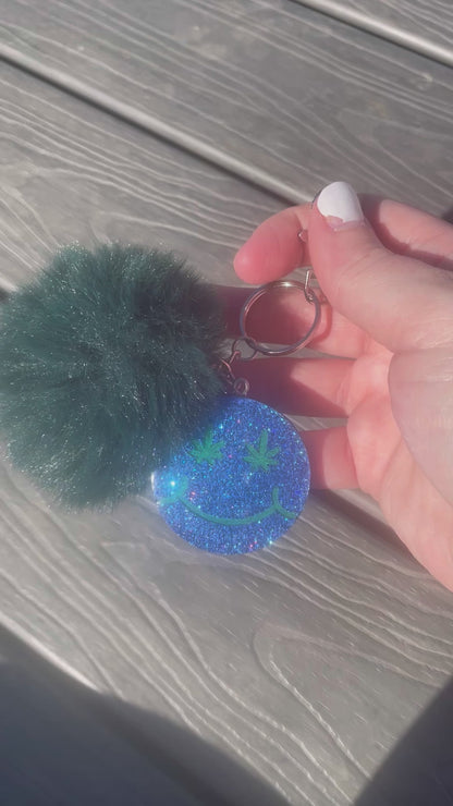 Green leaves Glitter keychain